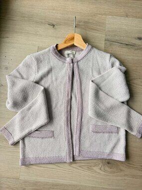 Light Pink Metallic Knit Cardigan | Chic Cropped Jacket | Size S